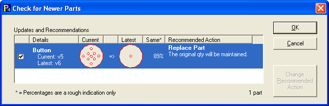 Check for Newer Parts Dialog