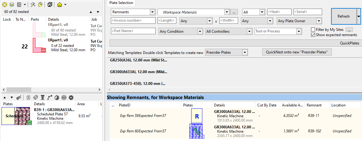 Expected remnants - plate selector 2