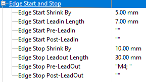 edge start and stop settings