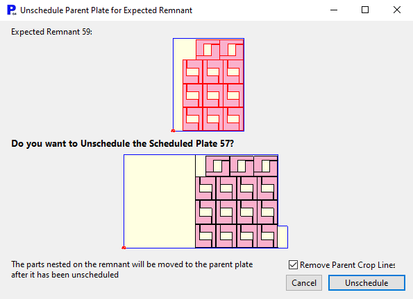 expected remnants - unschedule parent