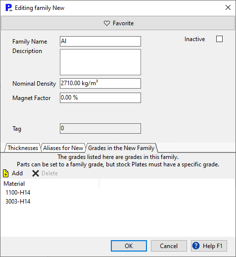 Material Families- editing family