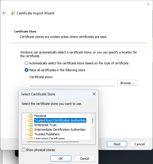 Certificate Store Windows