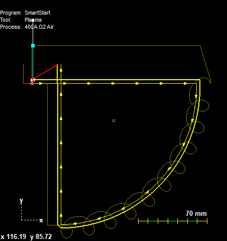 Touchcut Toolpath: G1 on left is linearized.