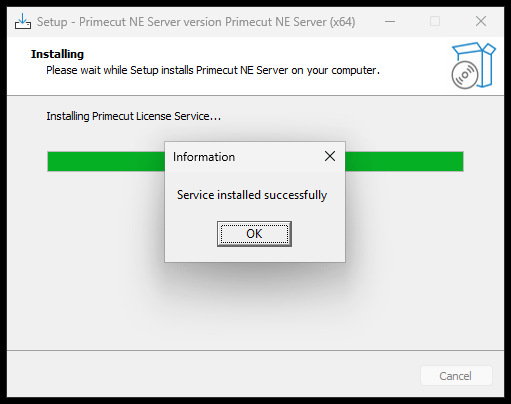 Click OK to let the installation continue Click OK to let the installation continue