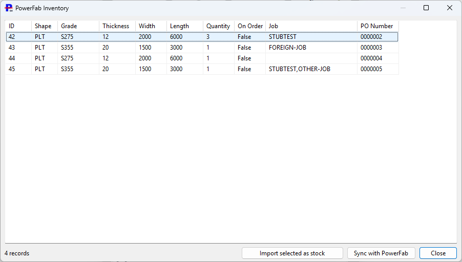 PowerFab inventory as PrimeCut NE reads it