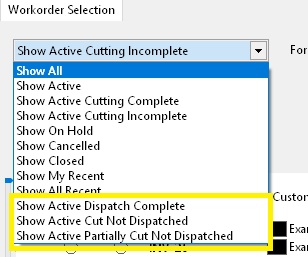 Dispatch Filters Menu