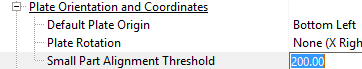 Small Part Threshold setting in the Machines Section